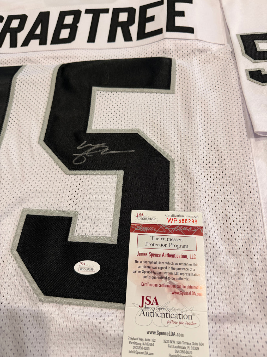 Michael Crabtree Signed Custom Jersey with JSA (NFL Las Vegas Raiders)