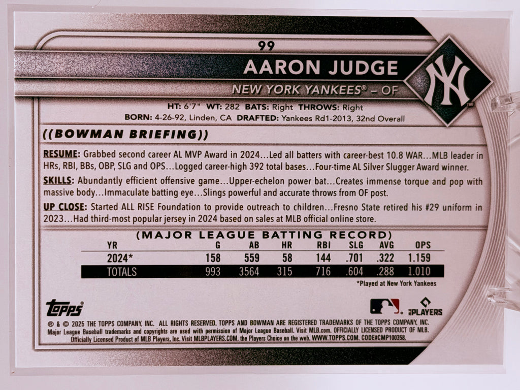 2025 Bowman Aaron Judge #99