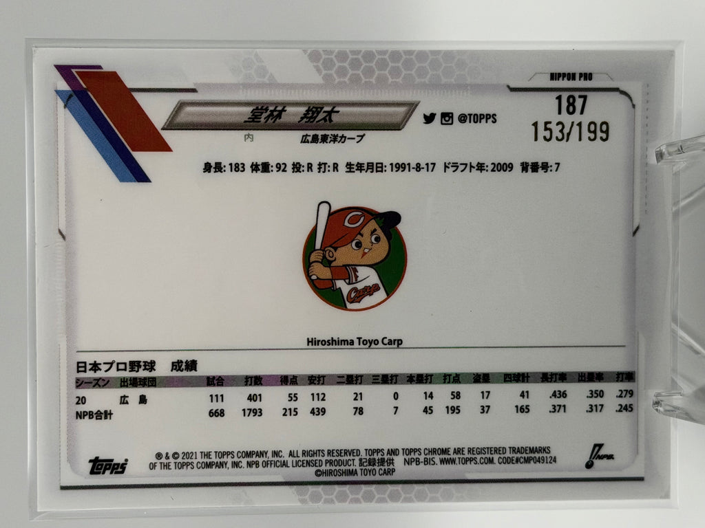 2021 Topps Shota Dohbayashi Aqua Refractor 153/199 #187