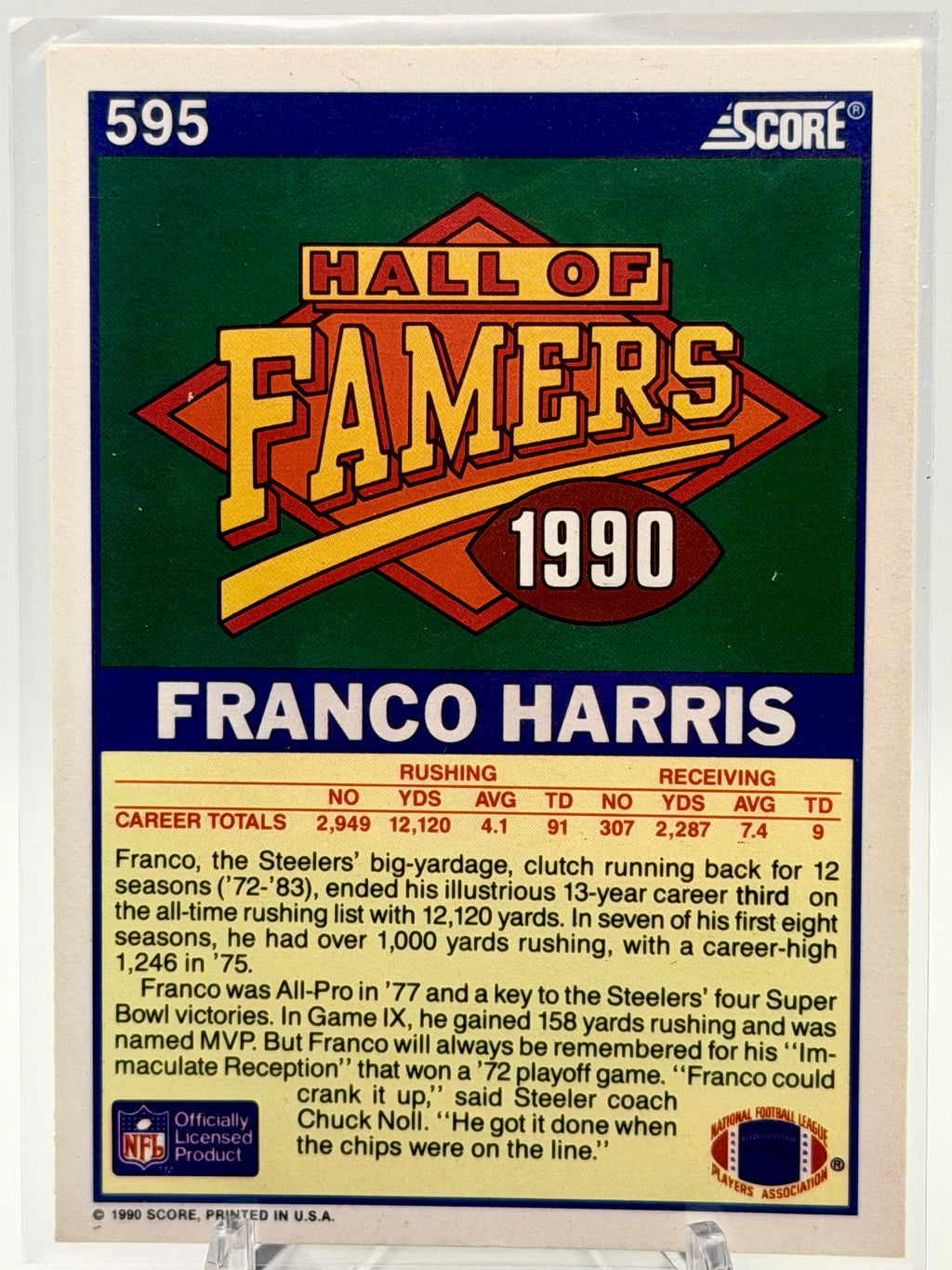 1990 Score Fanco Harris Hall of Famers #595