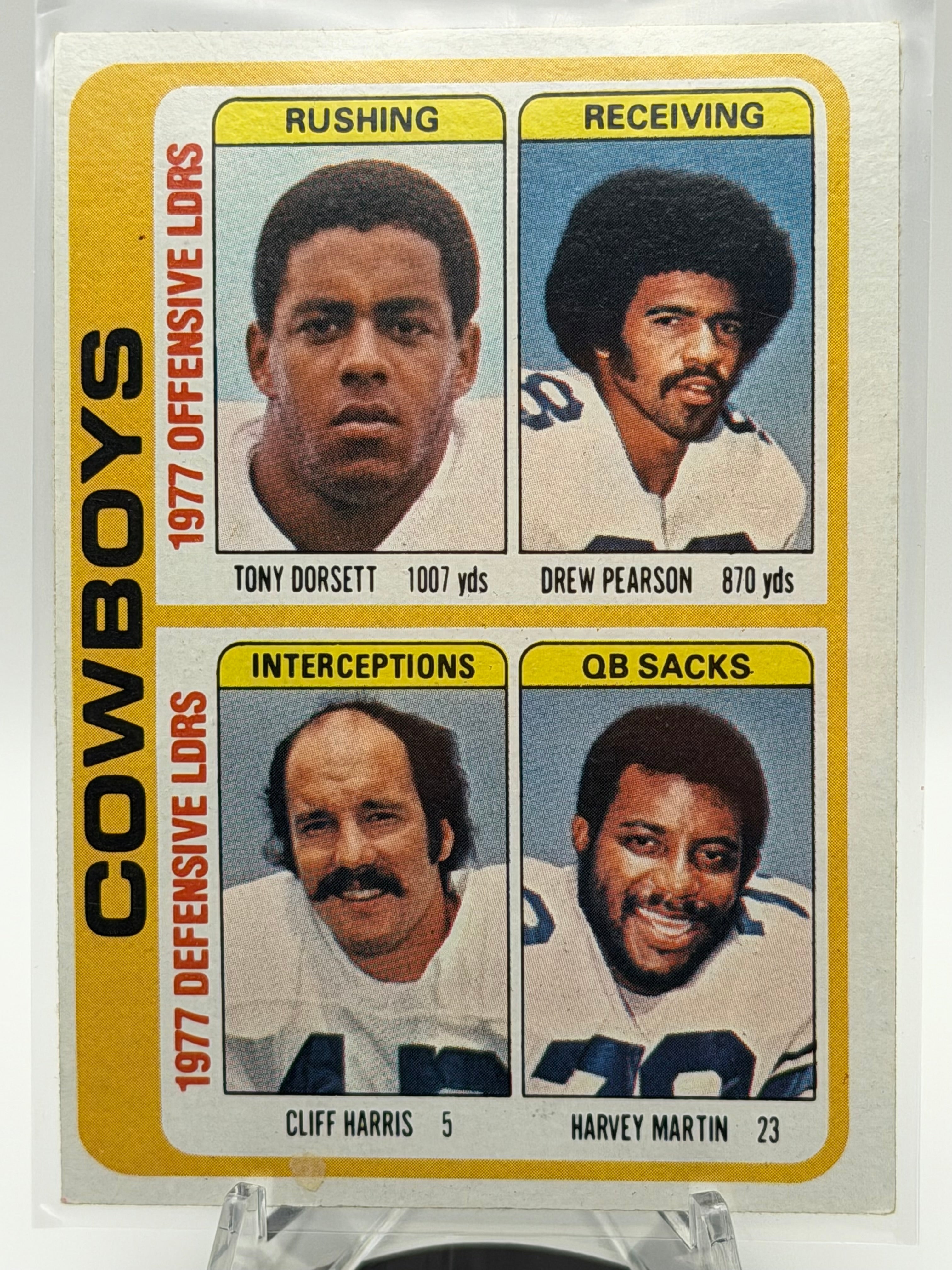 1978 Topps Cowboys Checklist (Tony Dorsett, Drew Pearson, Cliff Harris, Harvey Martin) #507