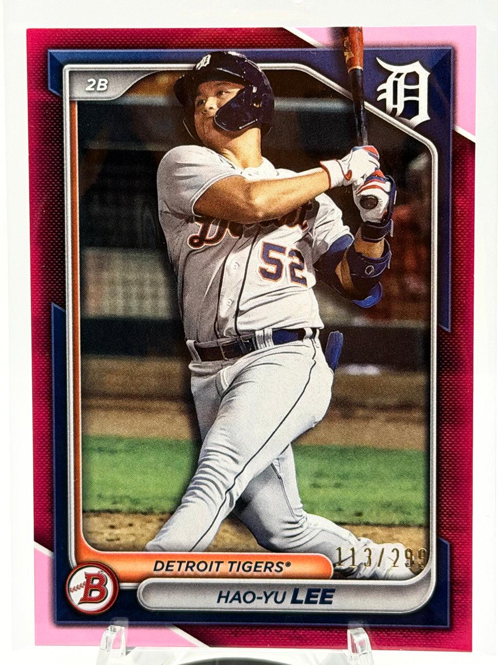 2024 Bowman Prospect Hao-Yu Lee Fuchsia Paper Parallel 134/299 #BP-55 