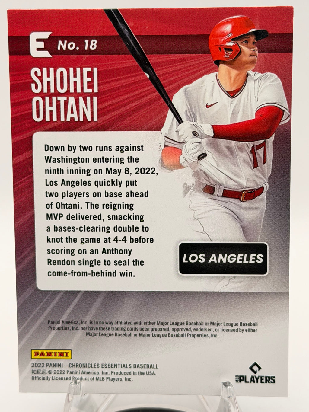 2022 Panini Essentials Shohei Ohtani Chrome Refractor 111/199 Card #18, NMT Excellent condition