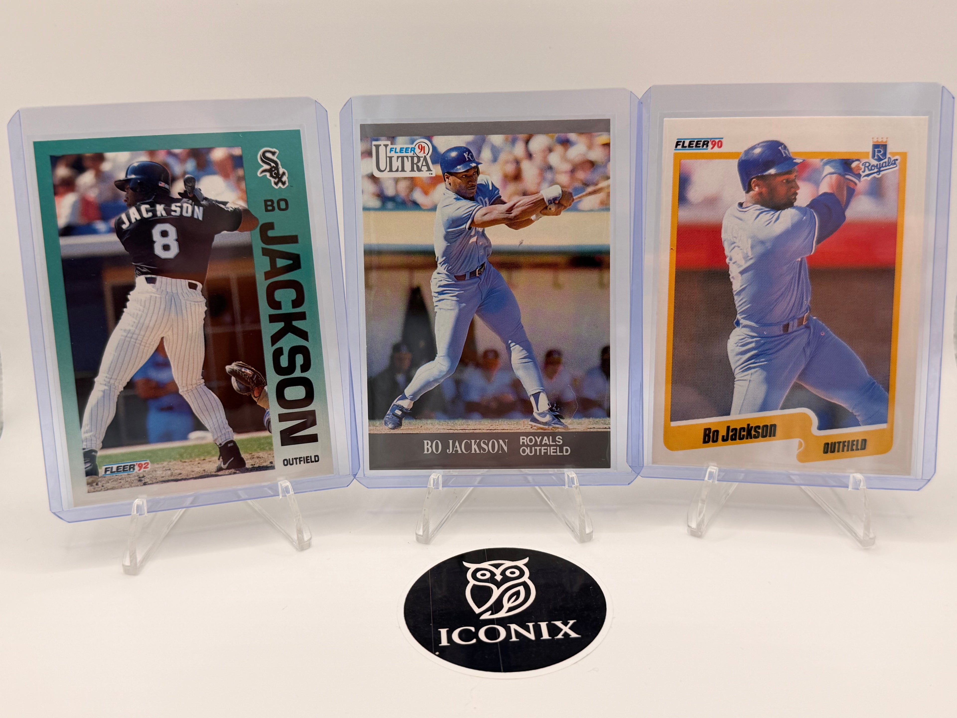 1990, 1991, 1992 Fleer Bo Jackson LOT, Excellent condition, MLB Royals, White Sox