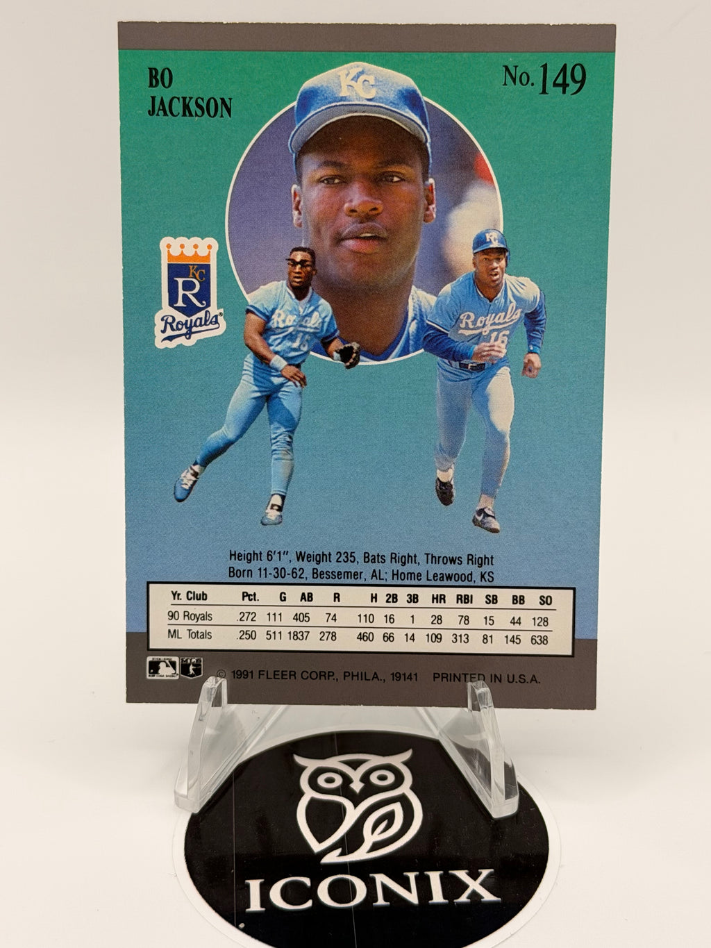 1990, 1991, 1992 Fleer Bo Jackson LOT, Excellent condition, MLB Royals, White Sox