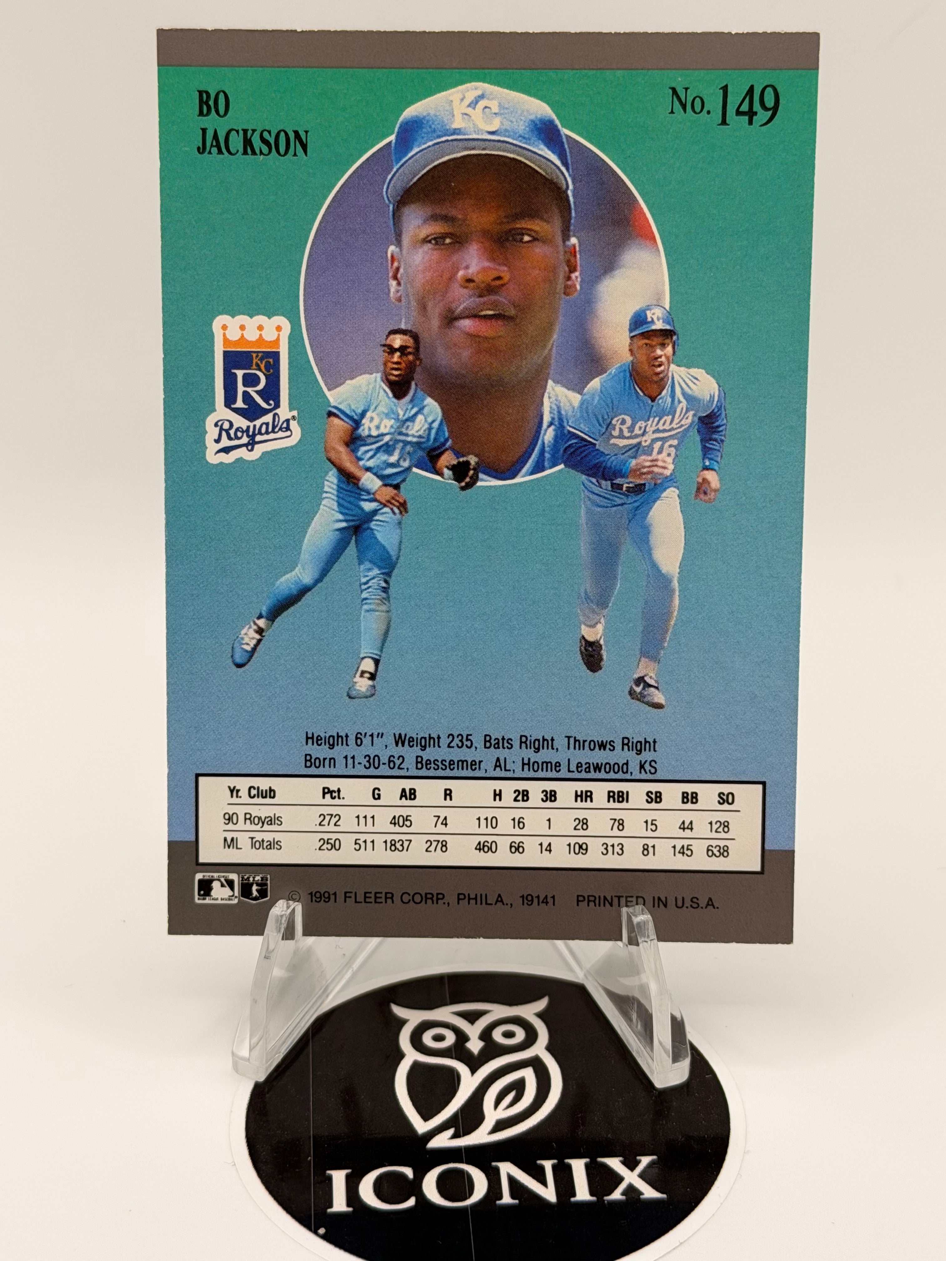 1990, 1991, 1992 Fleer Bo Jackson LOT, Excellent condition, MLB Royals, White Sox