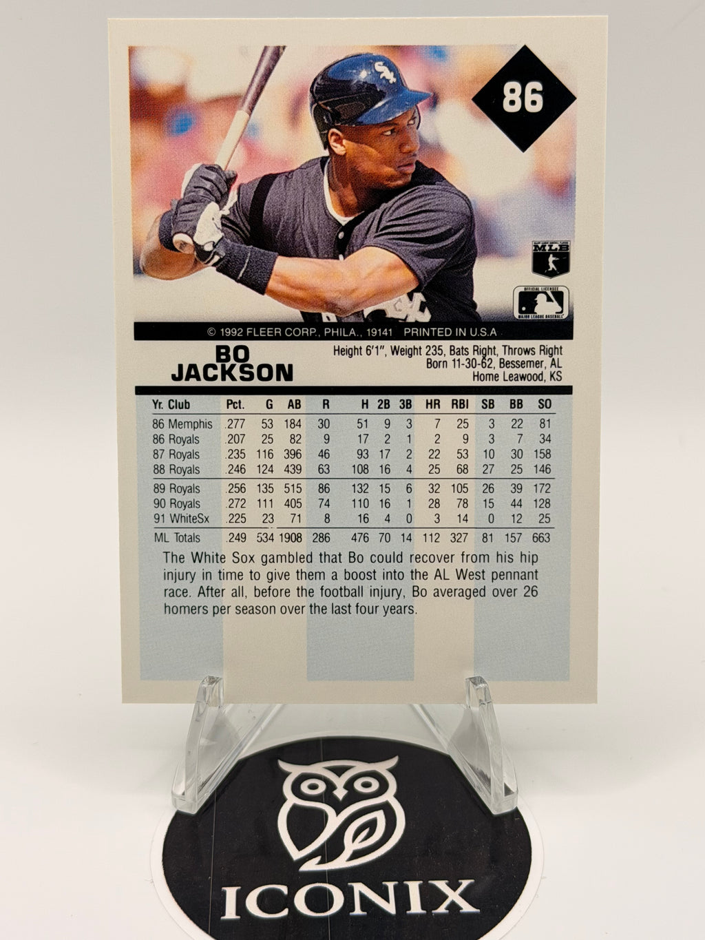 1990, 1991, 1992 Fleer Bo Jackson LOT, Excellent condition, MLB Royals, White Sox