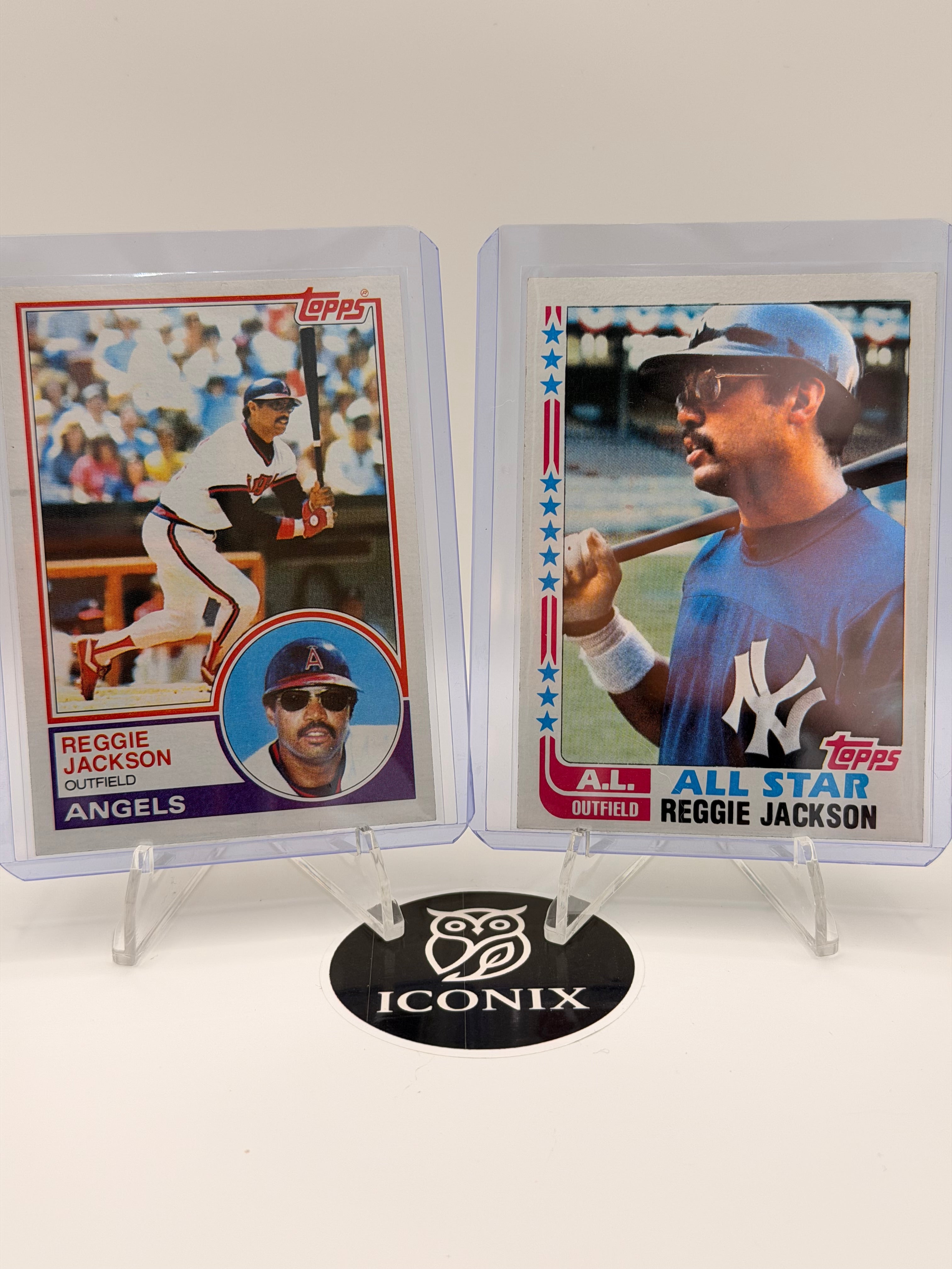 1982, 1983 Topps Reggie Jackson LOT of two cards, MLB HOF, Angels, Yankees