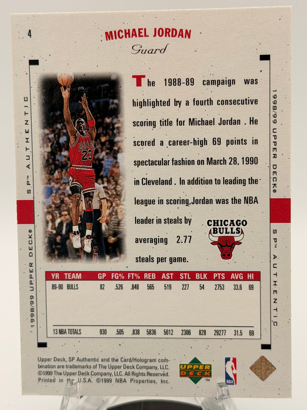1999 Upper Deck Michael Jordan SP Authentic #4, NM-MT