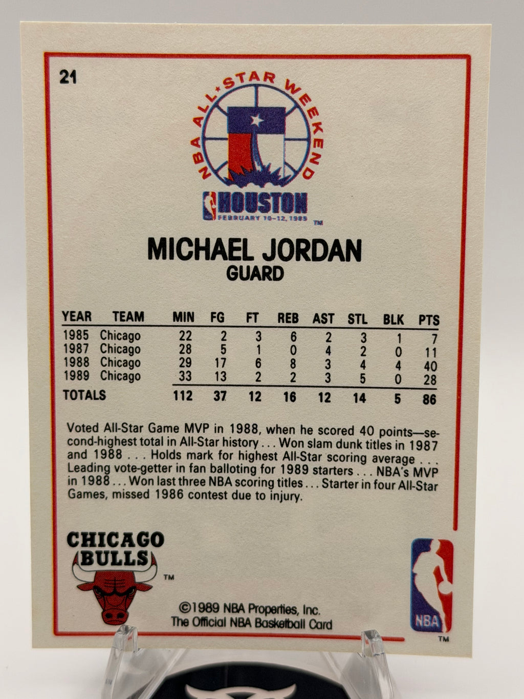 1989 NBA Hoops Michael Jordan All Star #21, NM-MT