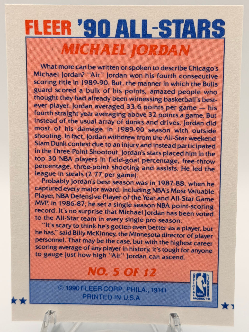 1990 Fleer All Star Michael Jordan #5 of 12
