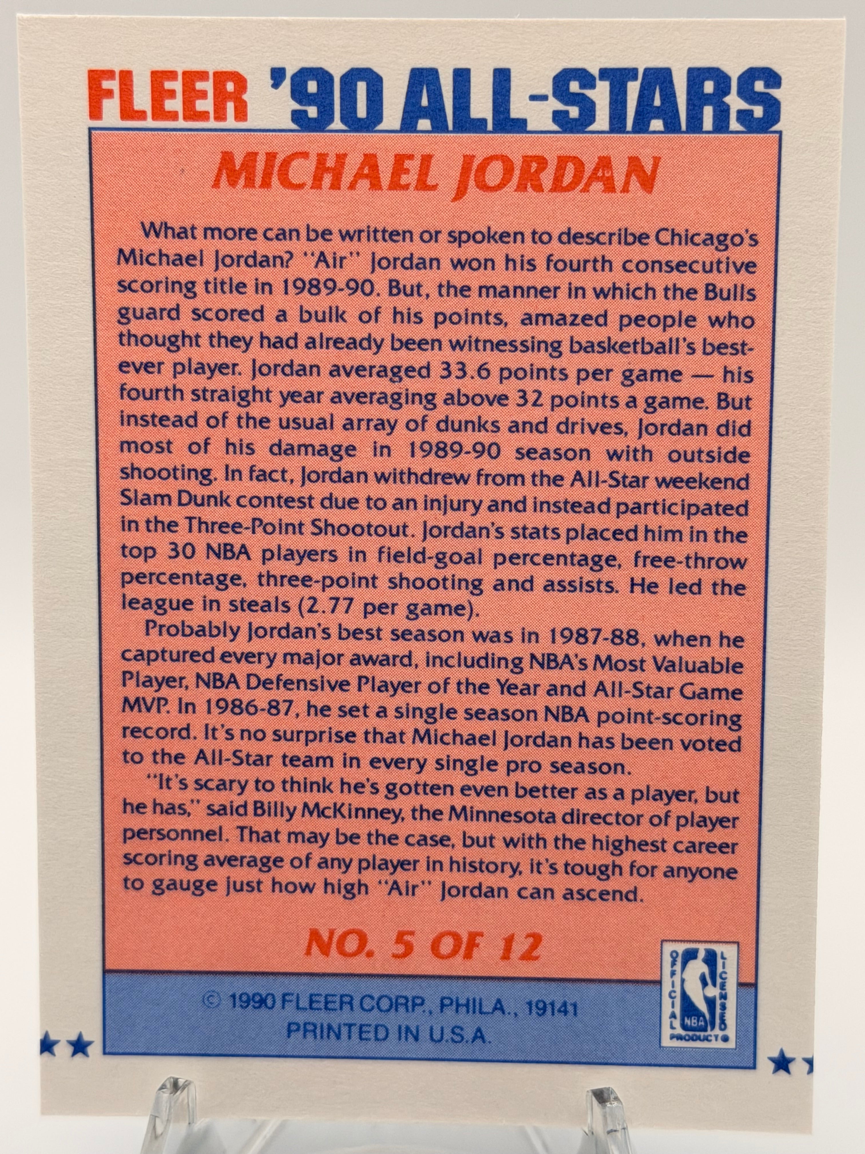 1990 Fleer All Star Michael Jordan #5 of 12