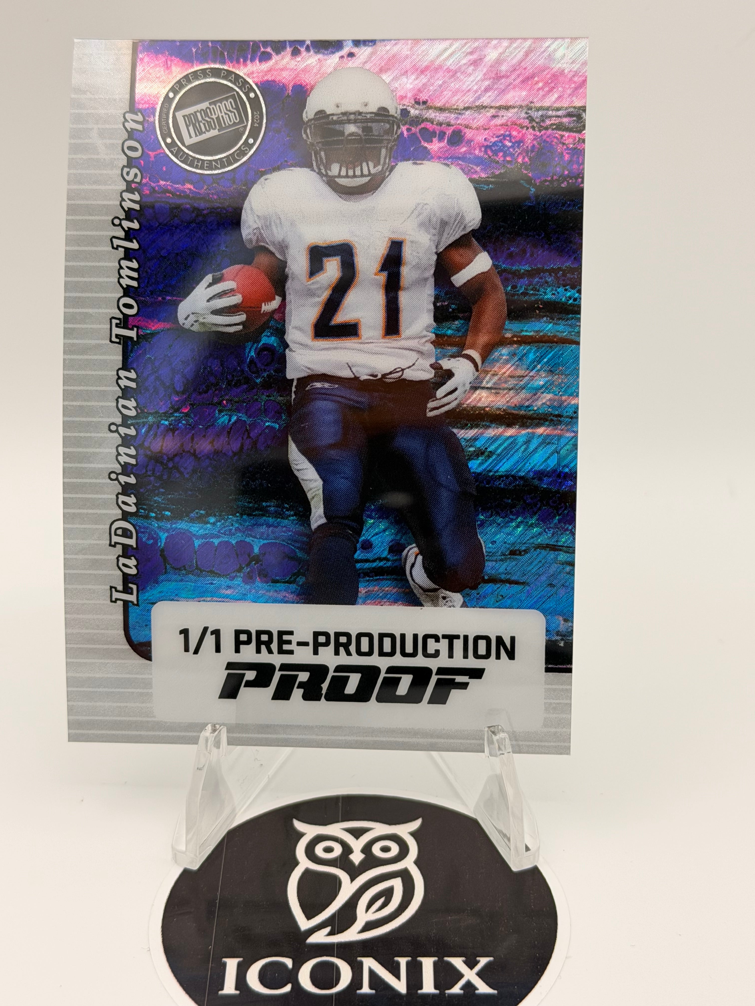 2025 LaDainian Tomlinson 1/1 Leaf Pre-Production Press Proof Shimmer