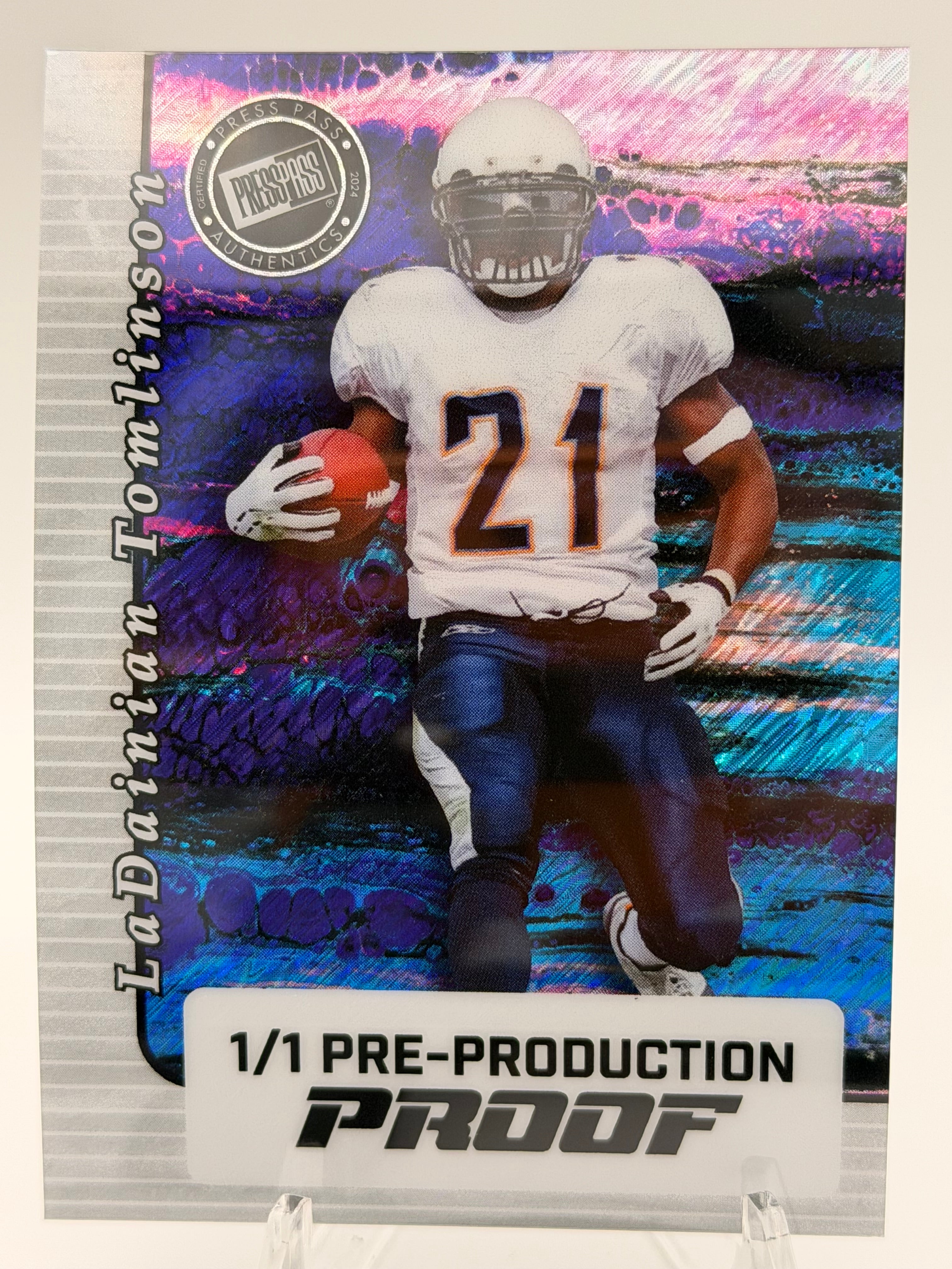 2025 LaDainian Tomlinson 1/1 Leaf Pre-Production Press Proof Shimmer