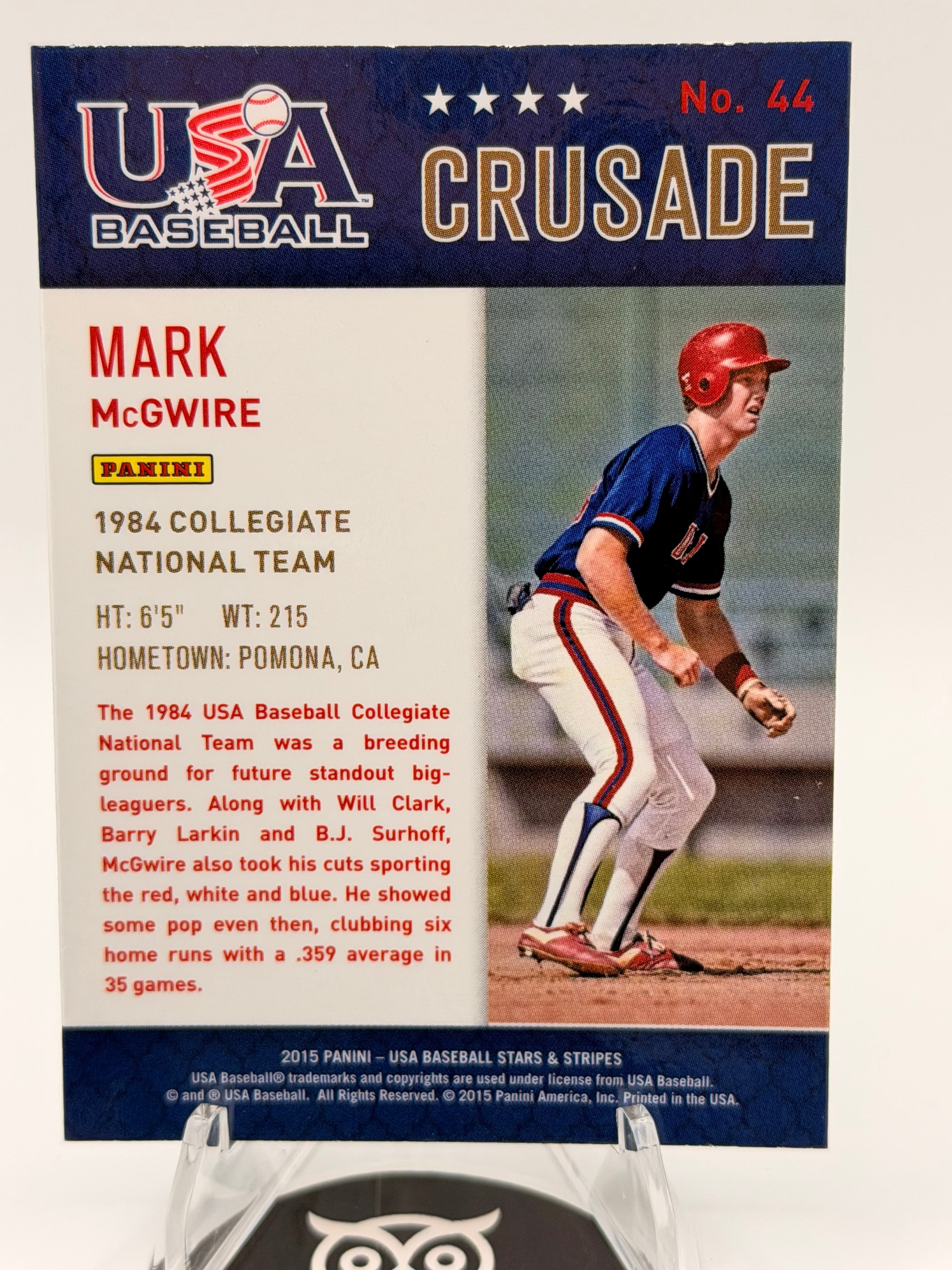 2015 Panini USA Baseball Mark McGwire Stars and Striped Crusade Blue #44