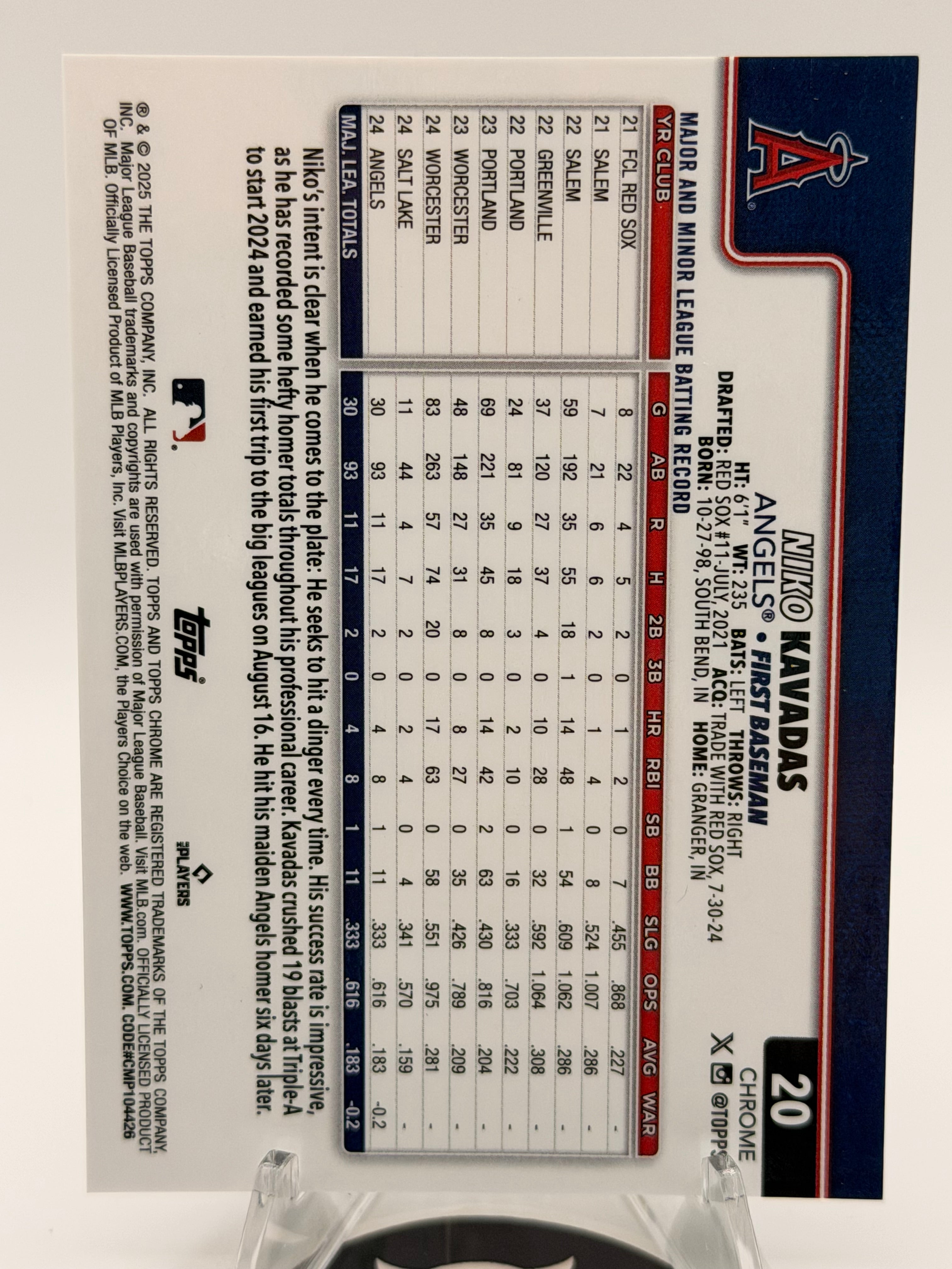 2025 Topps Chrome Niko Kavadas Gold Geometric RC 45/50 #20, NMT Super Rare