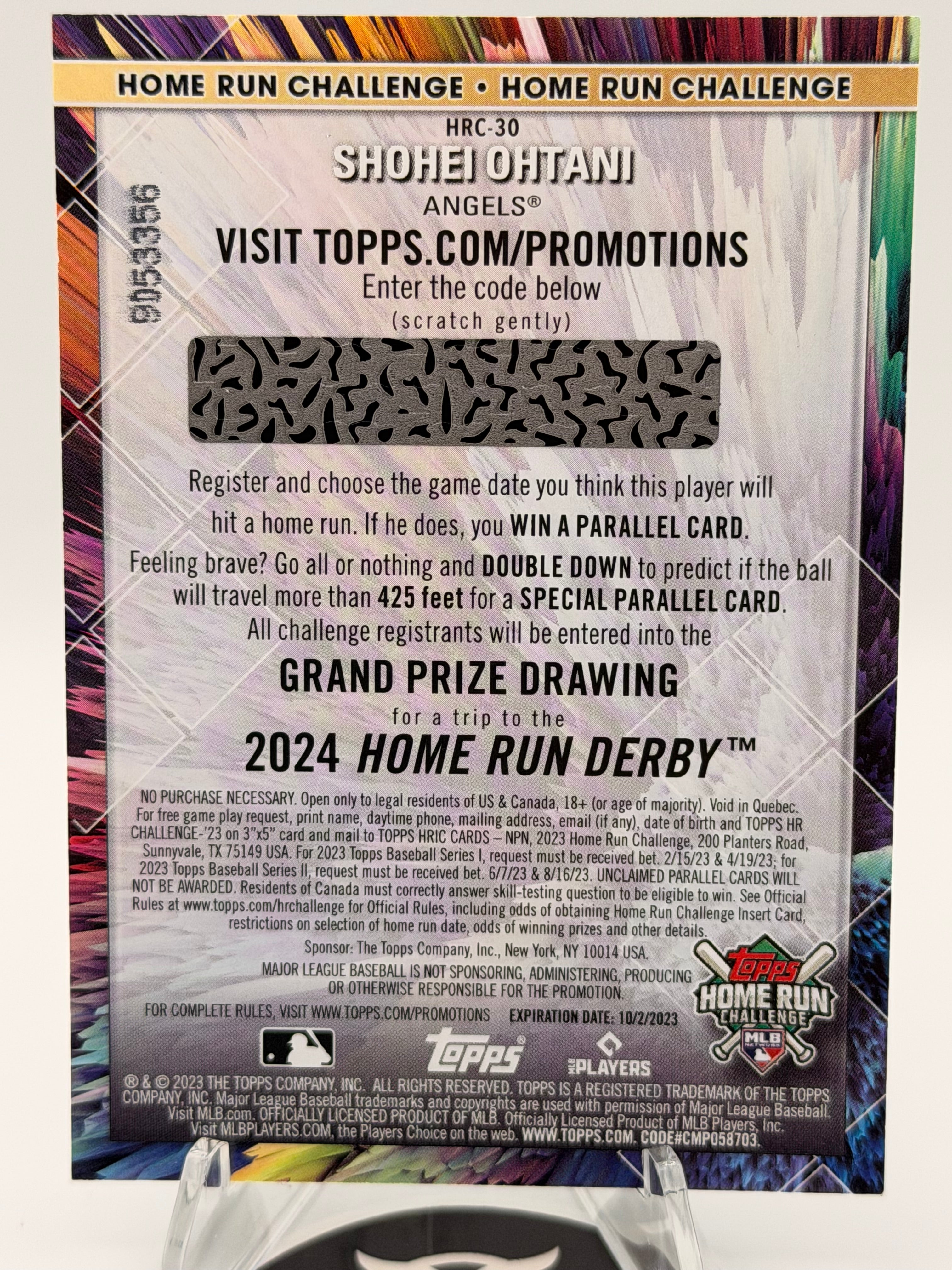 2023 Topps Home Run Challenge Shohei Ohtani #HRC-30 (Code Unscratched)