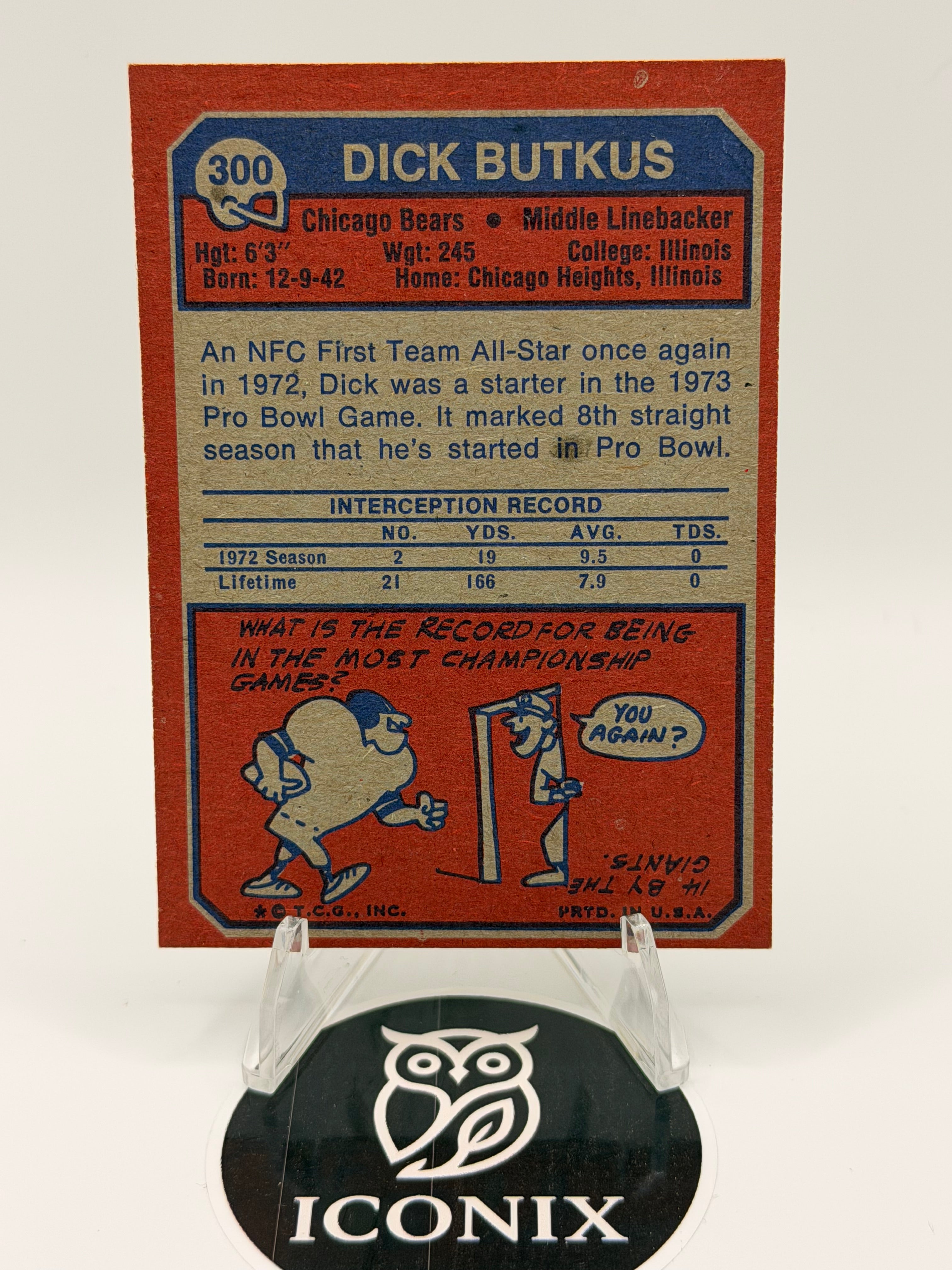 1973 Topps Dick Butkus #300