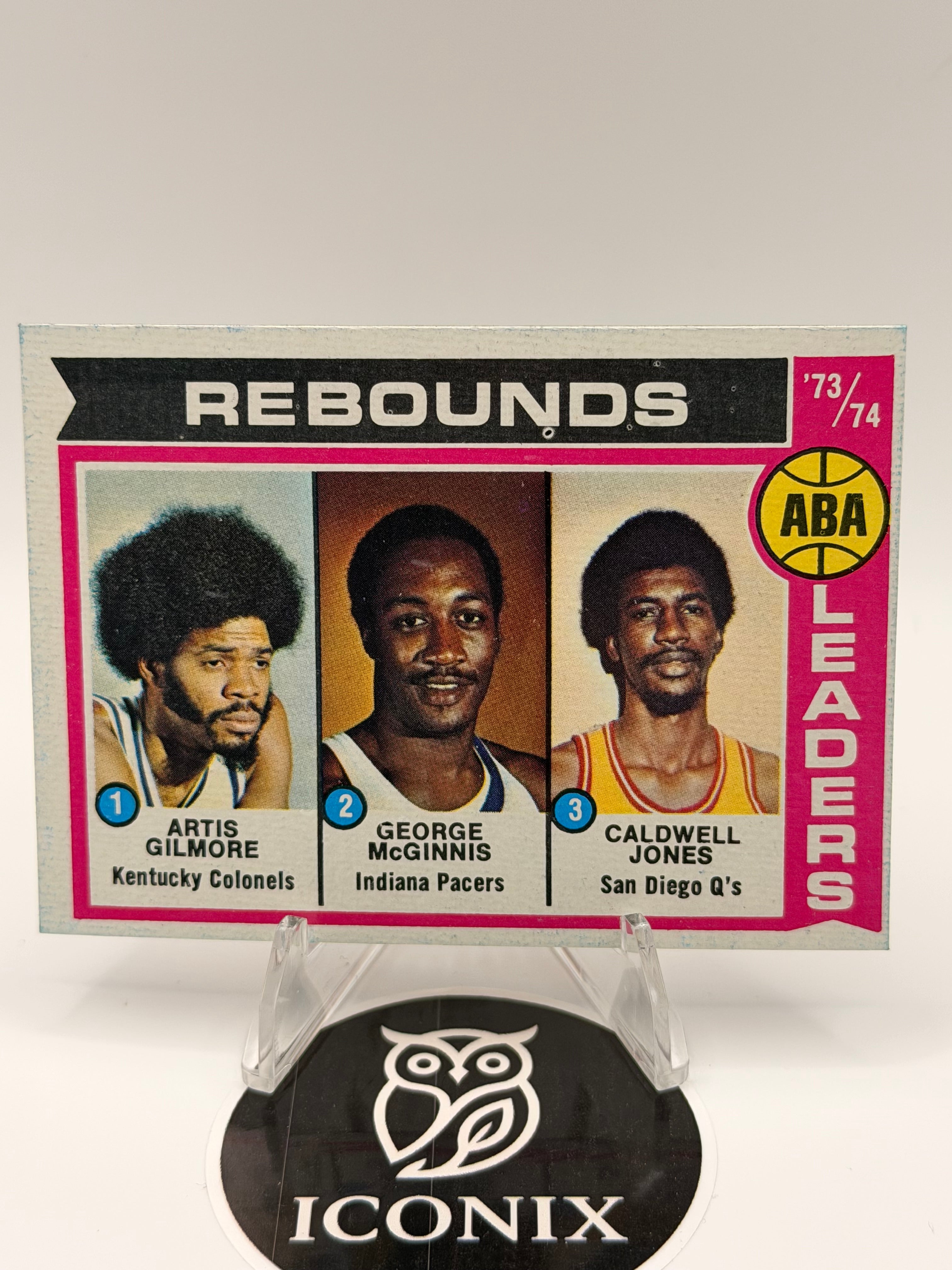 1970 Topps ABA Rebounding Leaders (Artis Gilmore, George McGinnis, Caldwell Jones) #211