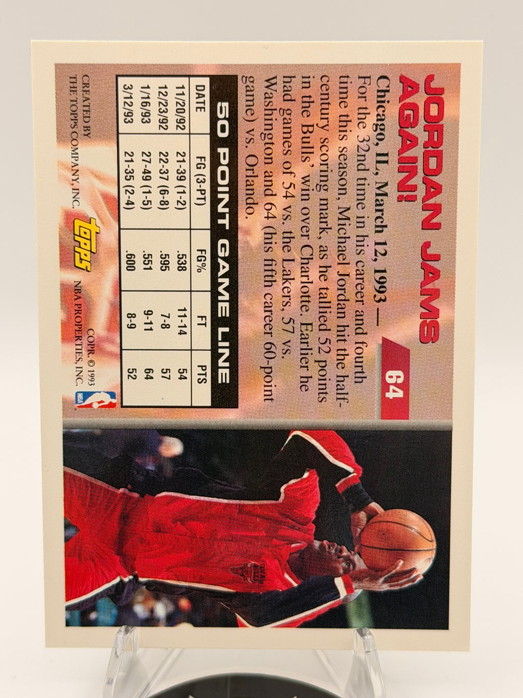 1993 Topps Michael Jordan 50 Point Club #64