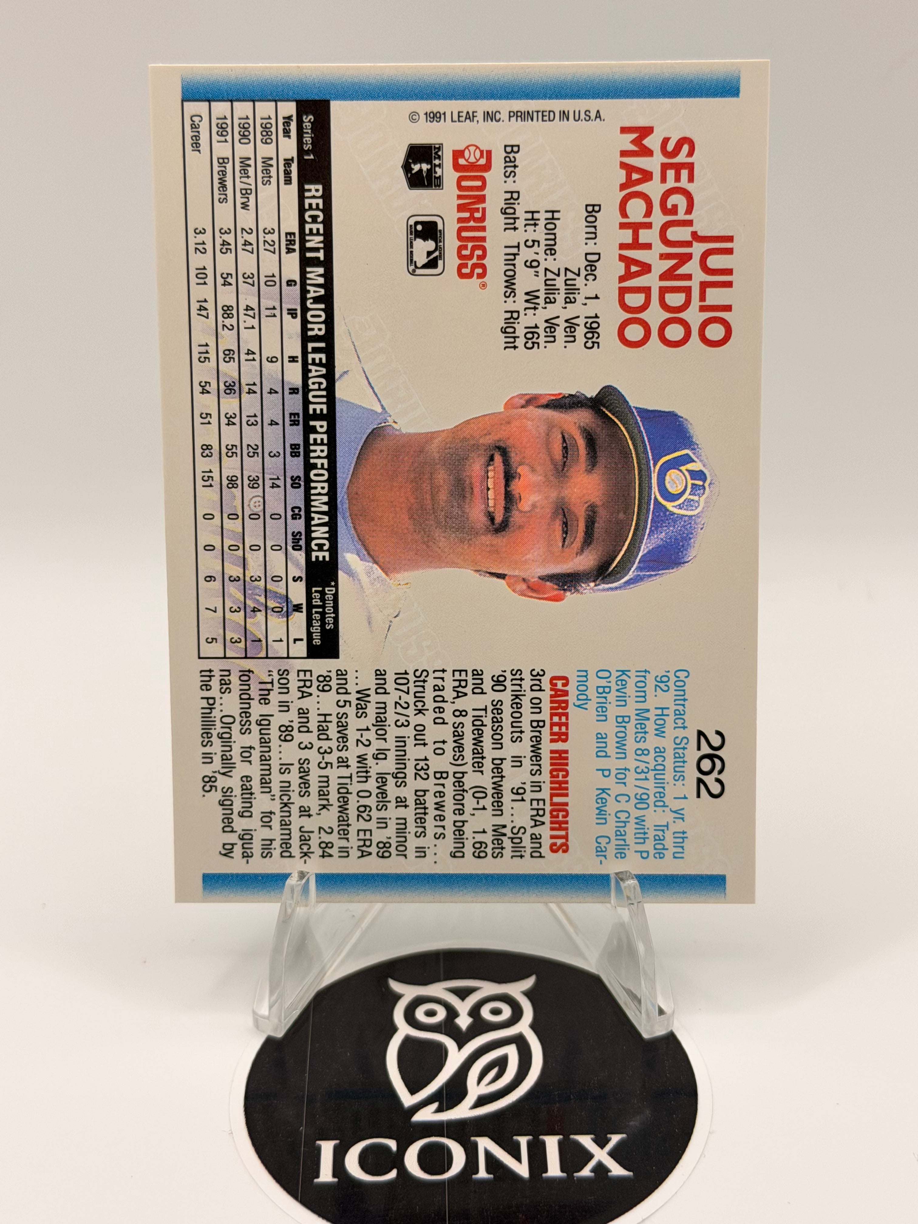 1991 Leaf Julio Machado **RARE ERROR** Name printing #262