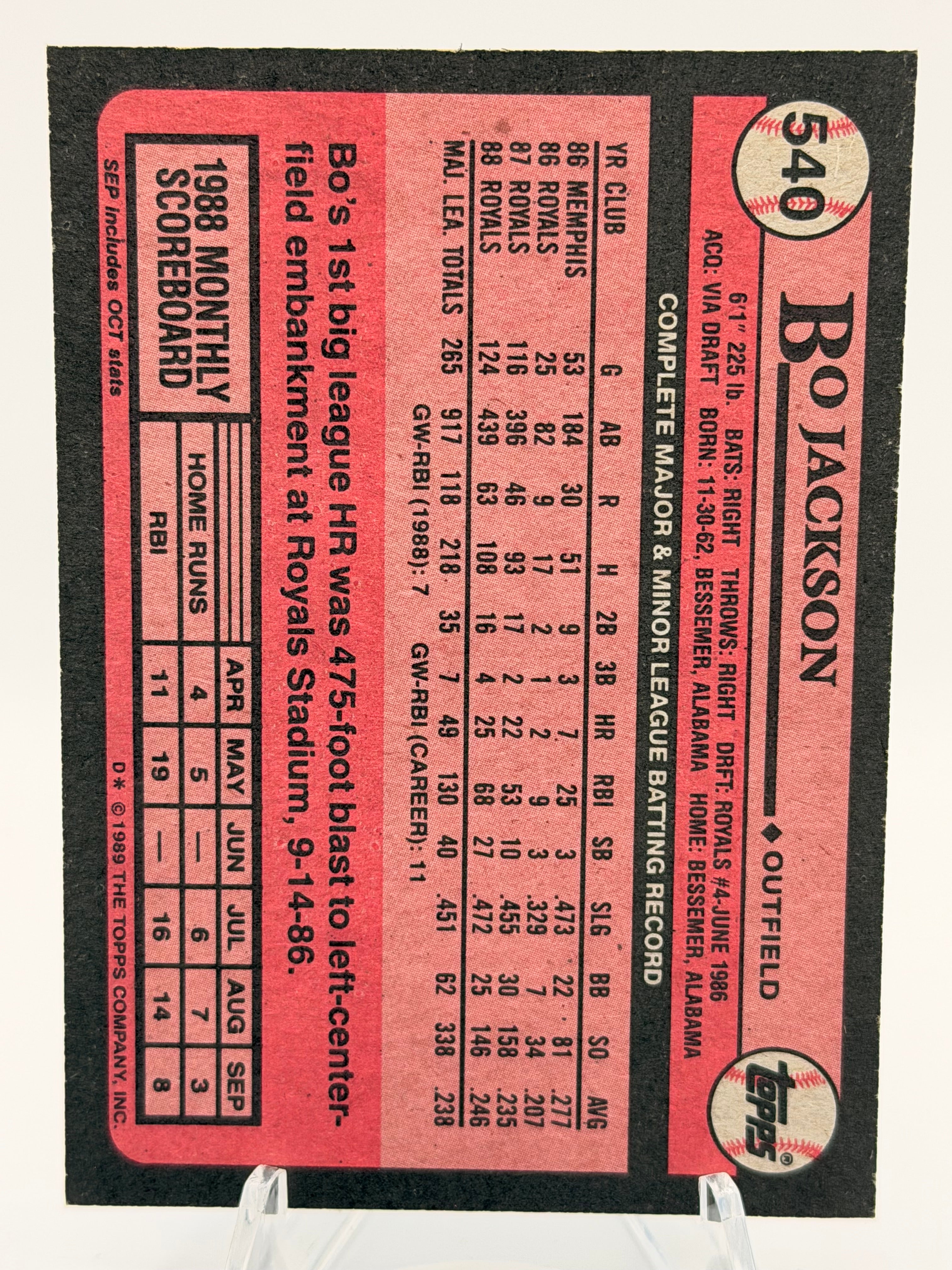 1989 Topps Bo Jackson #540 NMT
