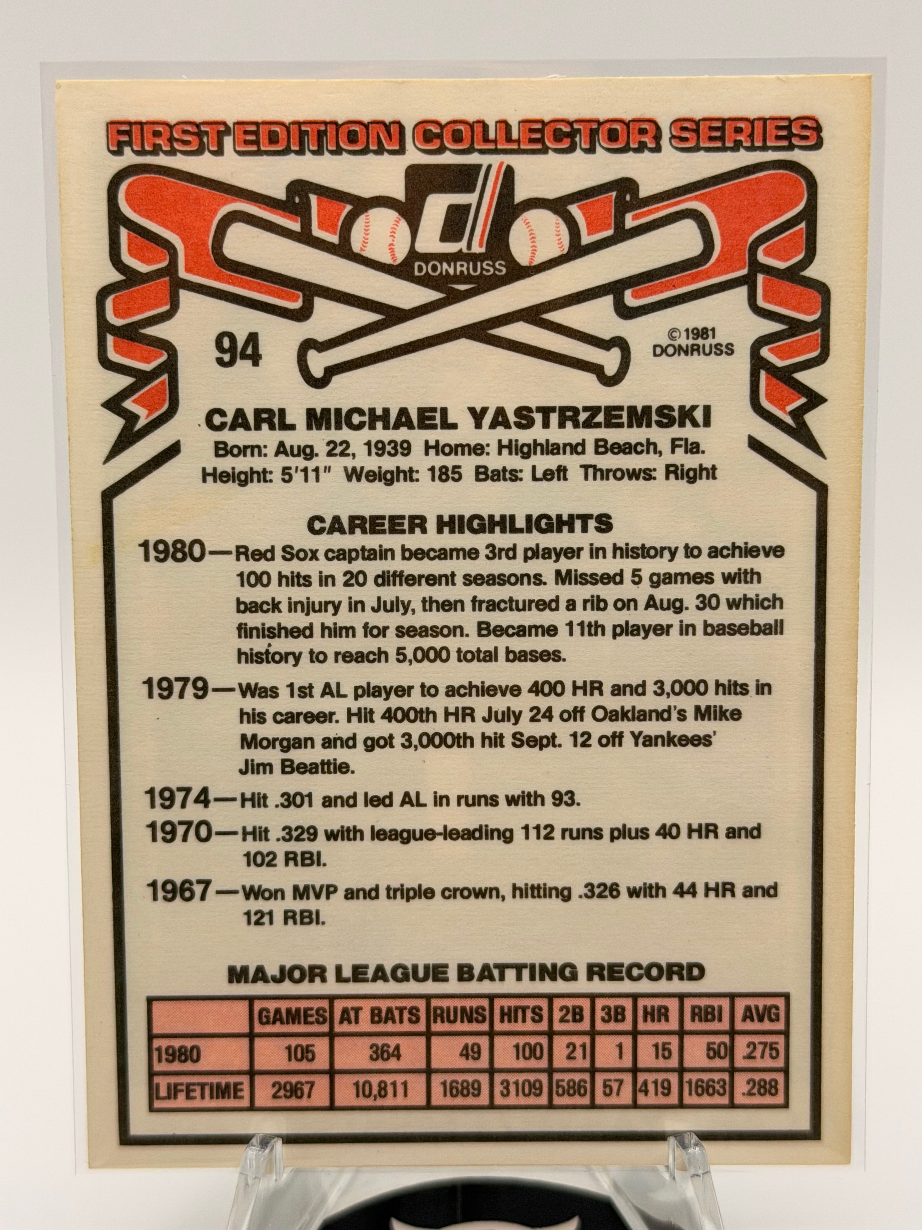 1981 Carl Yastrzemski Lot of Two Baseball Cards