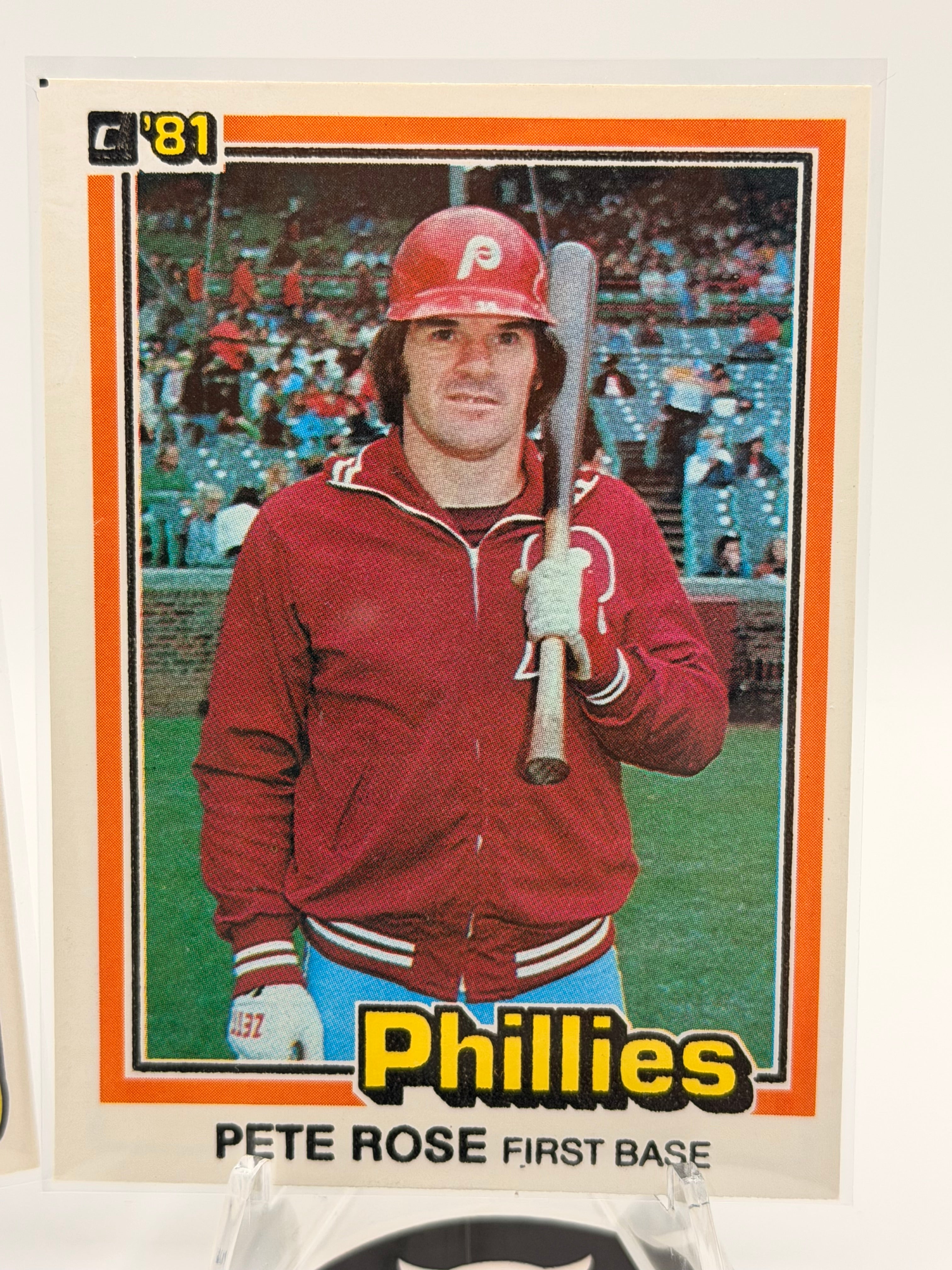 1981 and 1982 Pete Rose Baseball Card Lot (4 cards) NMT