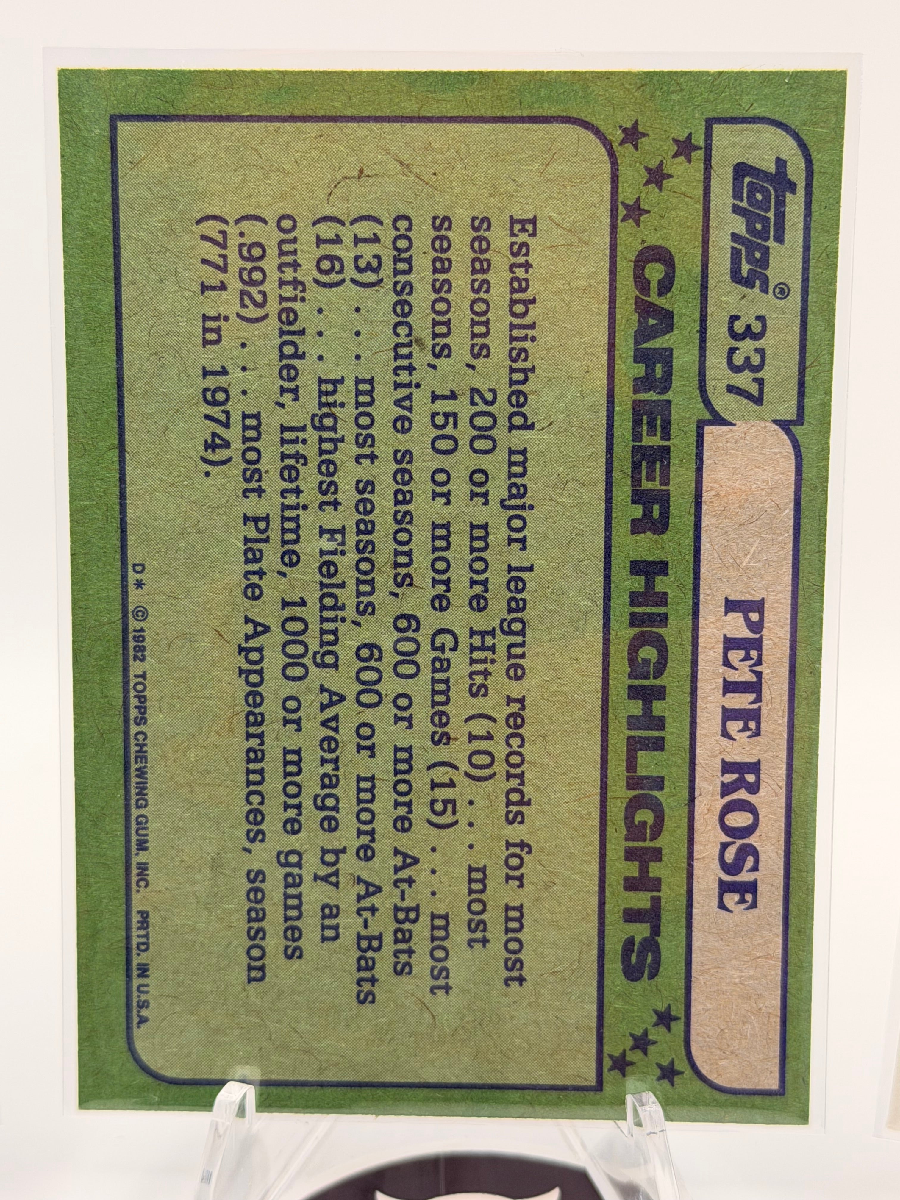 1981 and 1982 Pete Rose Baseball Card Lot (4 cards) NMT